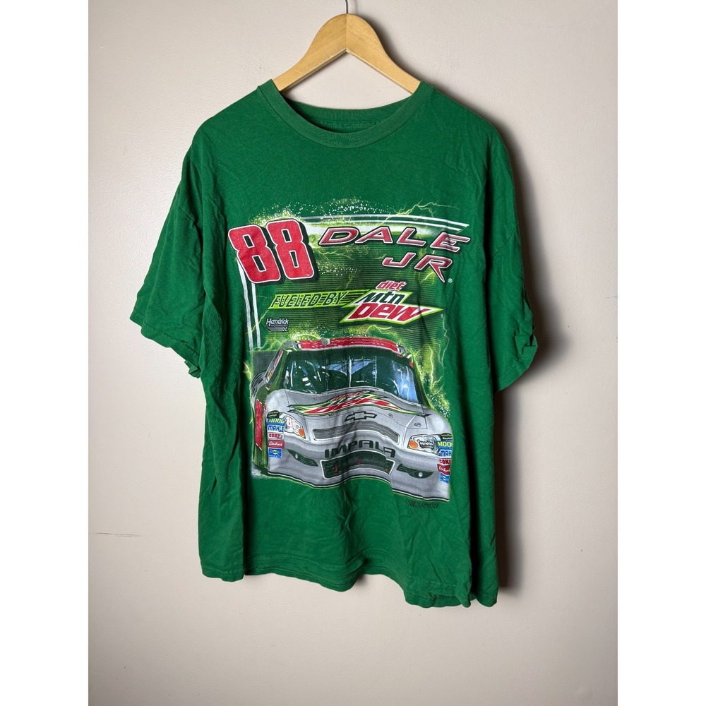 Vintage Y2K Dale Earnhardt Jr Nascar T-Shirt Mens 2XL Green Graphic